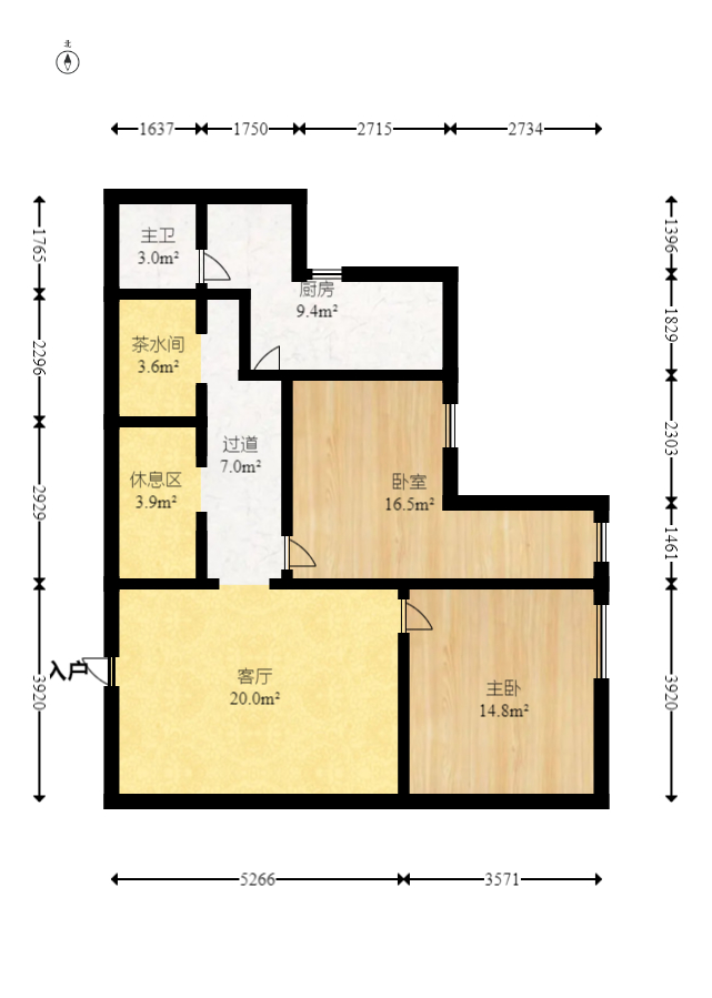 梦泽园  1室1厅1卫    47.82万室内图1
