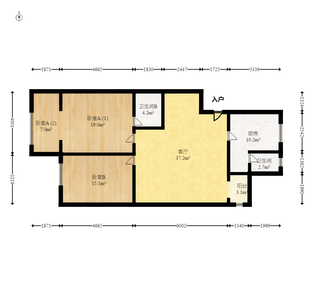 兰亭居  2室1厅1卫   58.00万室内图1