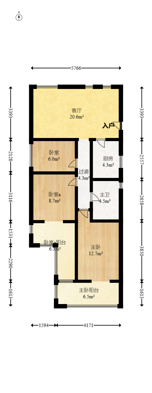郡原居里  3室2厅1卫   68.00万室内图1