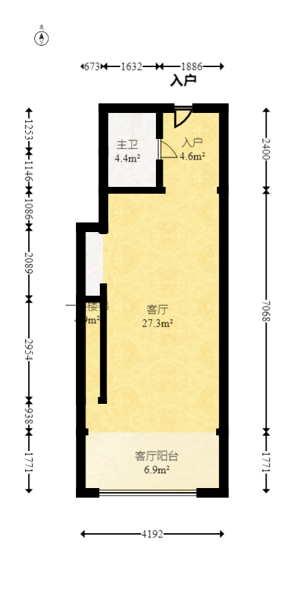 金科时代中心  1室1厅1卫   34.80万室内图1