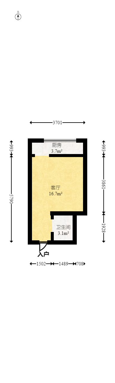 佐佑大厦  1室1厅1卫   13.80万室内图1