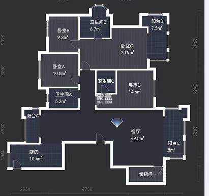 中泰财富湘江  5室0厅0卫   170.00万室内图1