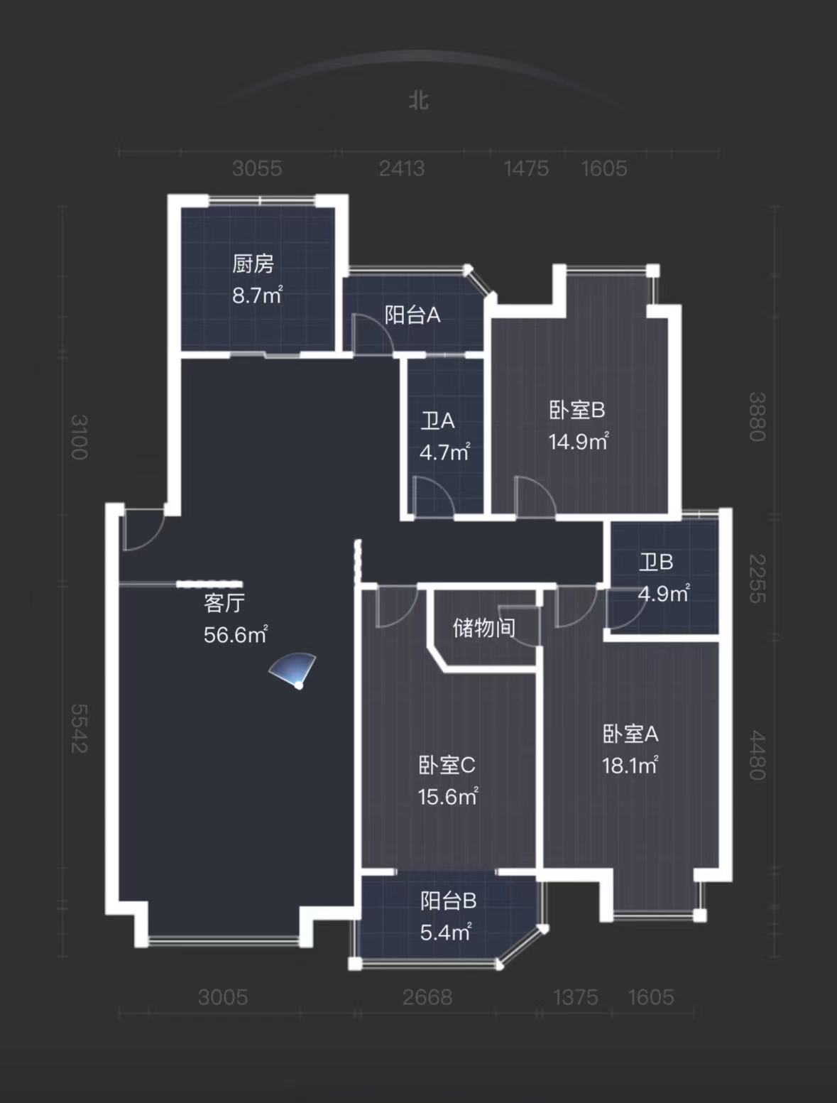 蓝盾景园一期  3室2厅2卫   85.80万室内图