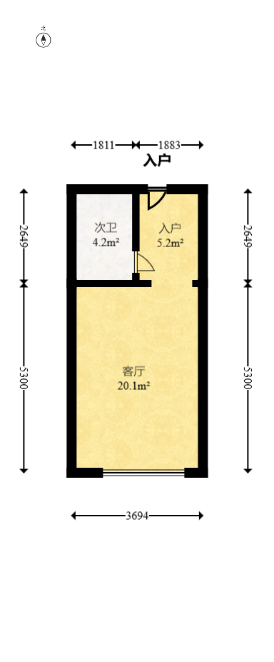 万科紫台  1室1厅1卫   25.80万室内图1