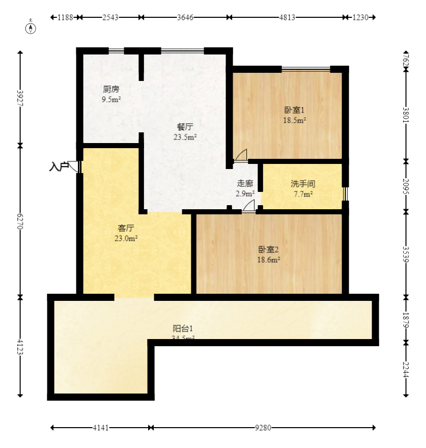 西街花园  2室2厅1卫   128.00万室内图1