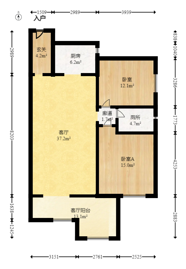 江山帝景雅典  3室2厅1卫   95.00万室内图1