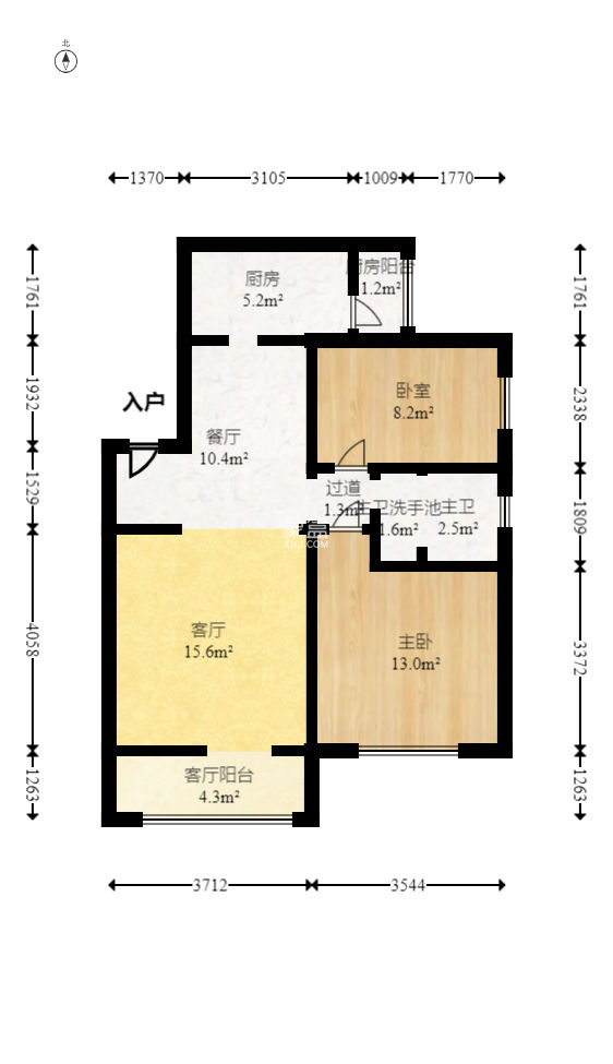 卧龙居国际村  2室2厅1卫   48.00万