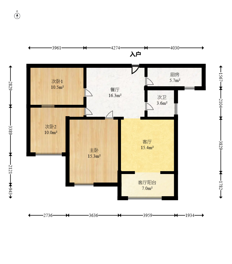 阳光丽城二期  3室2厅1卫    133.0万室内图1