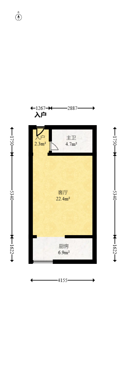 明城公寓  1室1厅1卫   35.80万室内图1