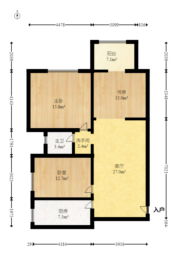 山水湾  3室2厅1卫   76.80万室内图1