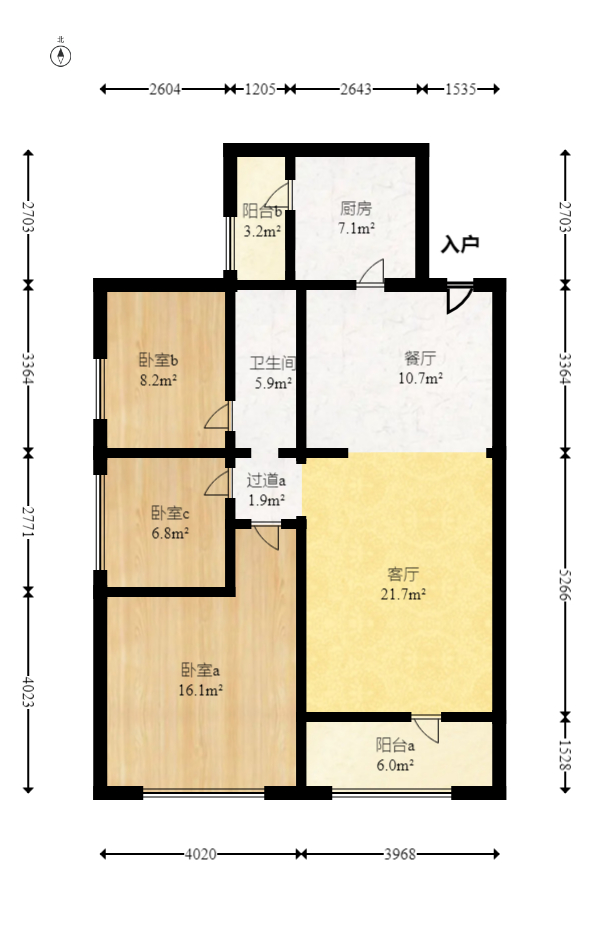 山水嘉园  3室2厅1卫   68.80万室内图1