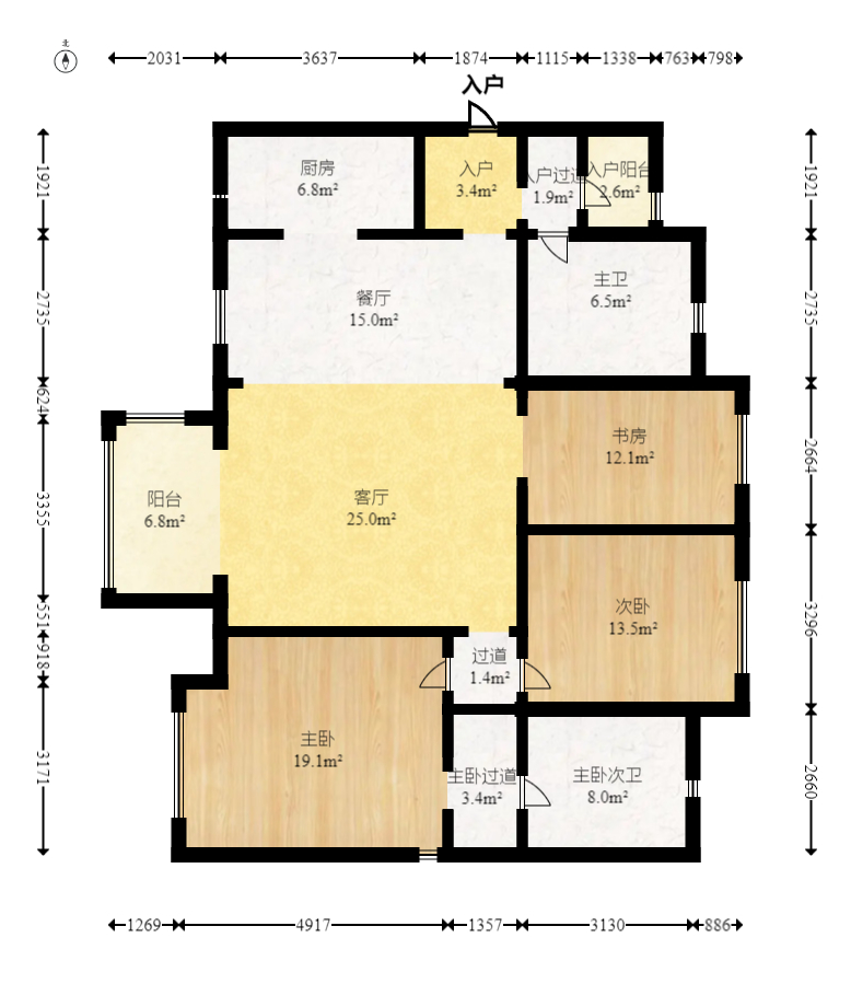 万科城  3室2厅2卫   159.60万室内图1