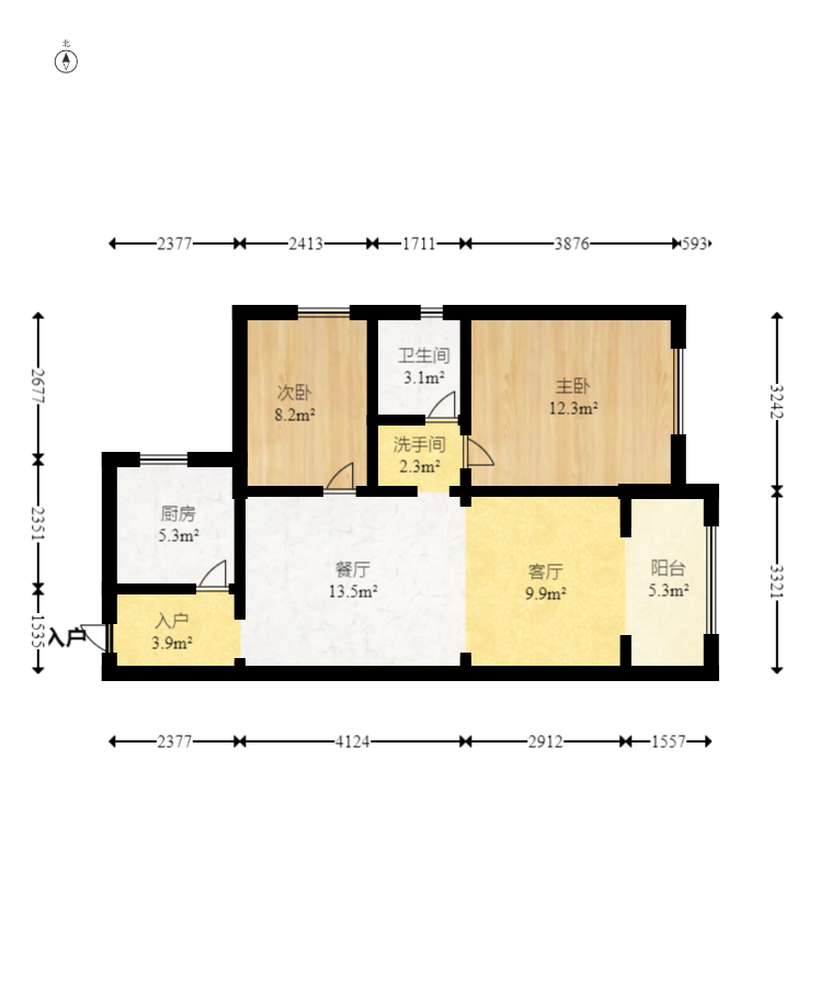 华润置地广场一期 2室1厅1卫 65.8万 华润置地广场一期 2室1厅1卫 65.8万户型图