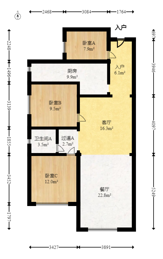 润和又一城  3室2厅1卫    95.0万 润和又一城  3室2厅1卫    95.0万户型图