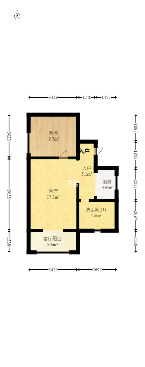 鸿景雅苑  1室1厅1卫    57.96万