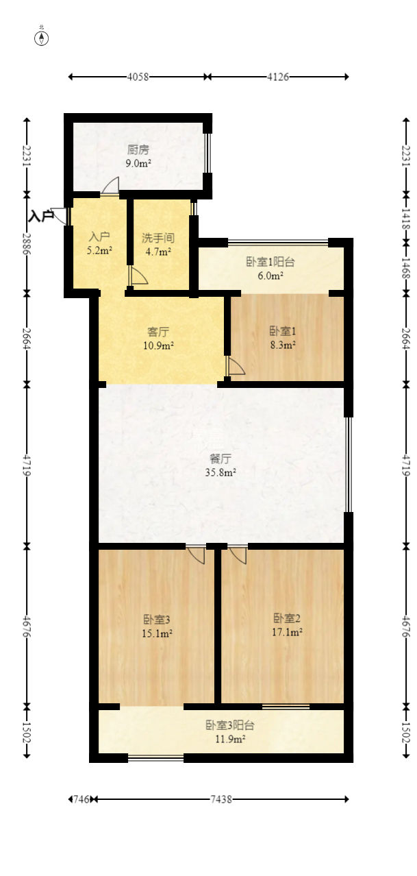 福安公寓  3室2厅1卫   90.00万