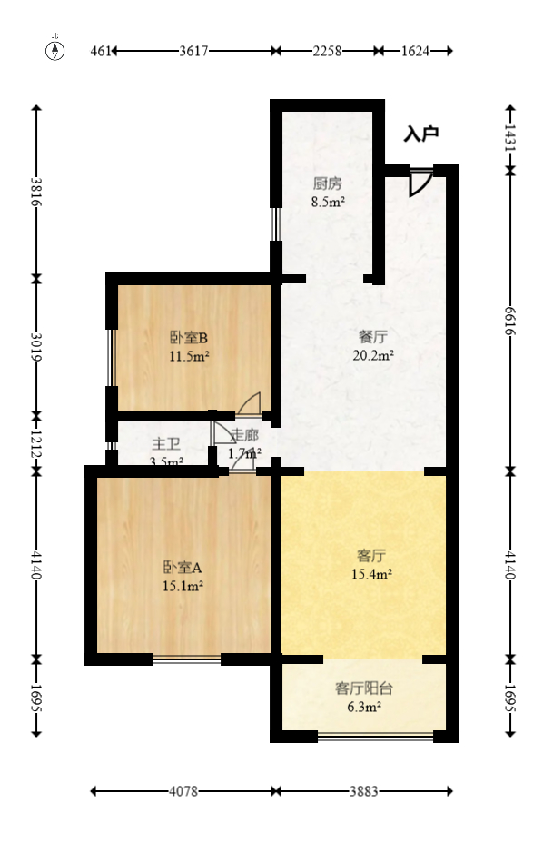 上峰苑（兰亭玥岛）  2室2厅1卫   92.80万室内图1
