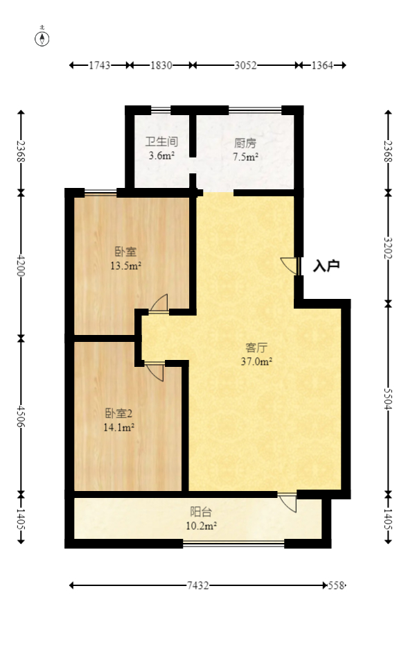 长沙县泉塘粮运宿舍大院  2室2厅1卫    36.0万 长沙县泉塘粮运宿舍大院  2室2厅1卫    36.0万户型图