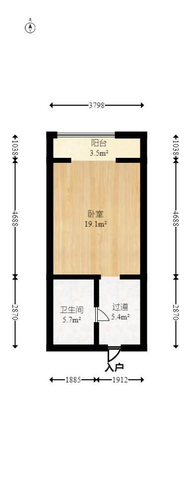 五矿紫湖香醍  1室1厅1卫   24.00万室内图1