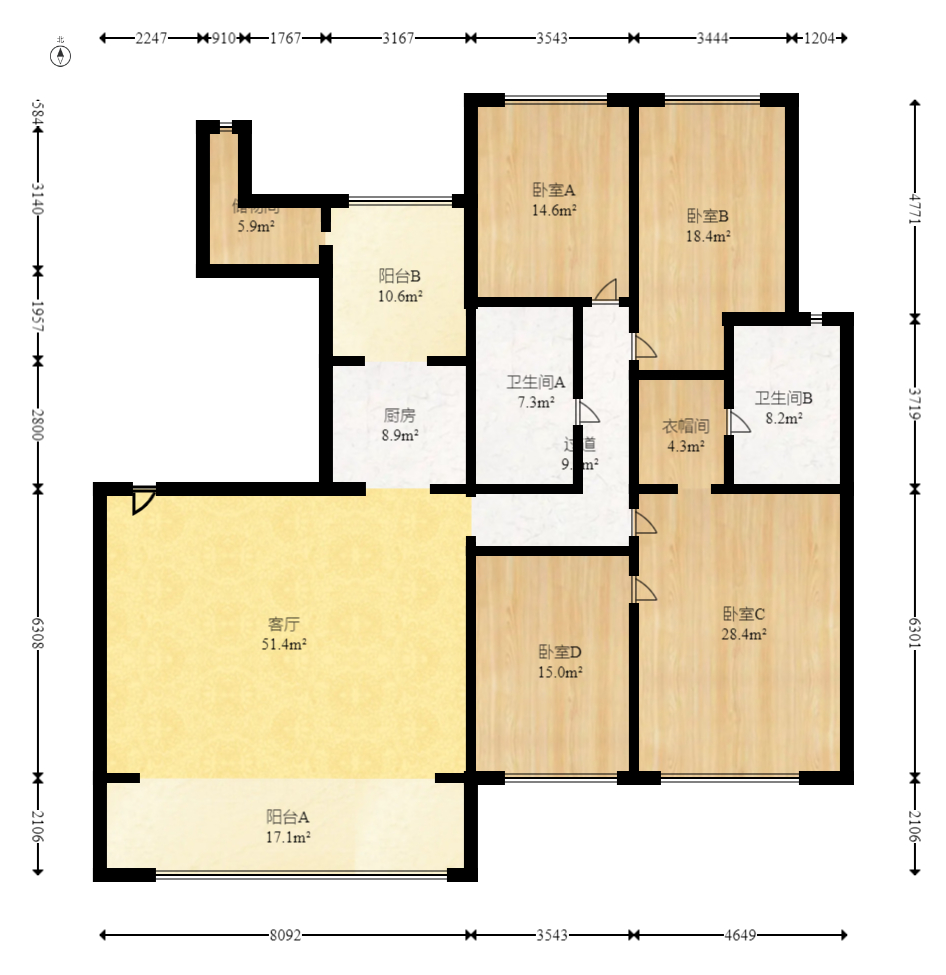 恒大雅苑 5室1厅2卫 228.00万 恒大雅苑 5室1厅2卫 228.00万户型图