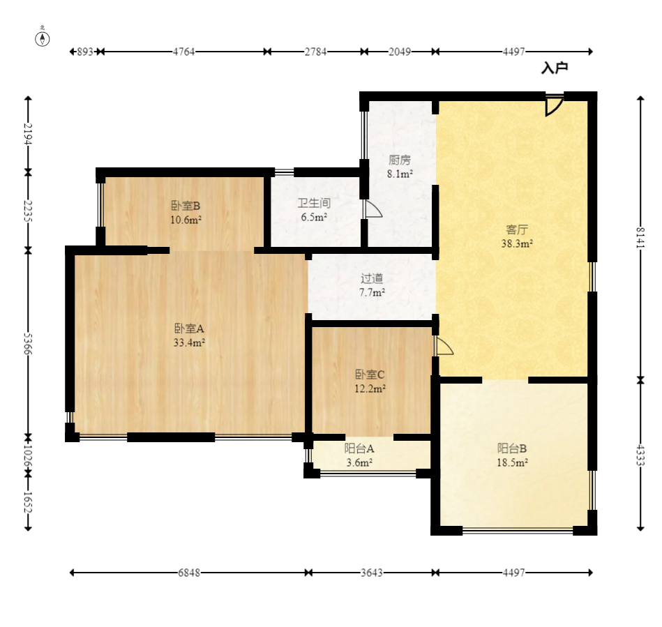 华盛新外滩 3室2厅2卫 175.0万 华盛新外滩 3室2厅2卫 175.0万户型图
