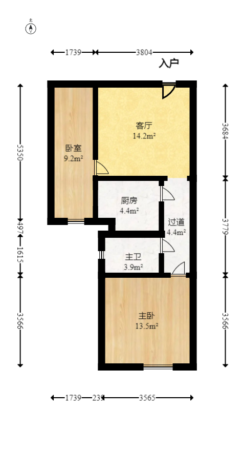 东方银座（东方摩卡）  2室1厅1卫   68.00万室内图1