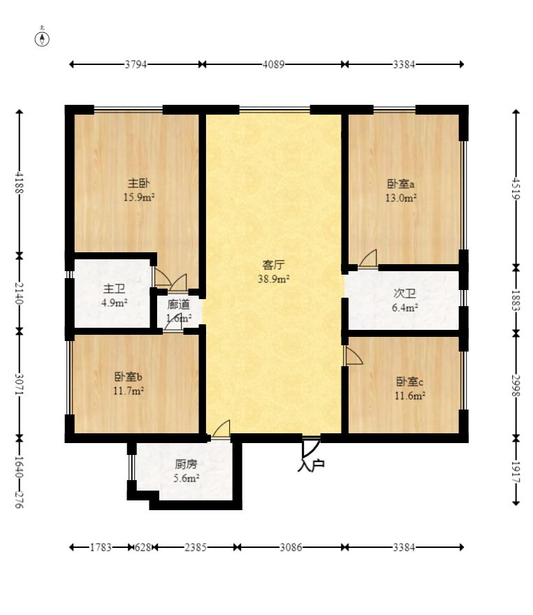 好莱城（弘德西街）  4室2厅2卫    153.0万室内图1