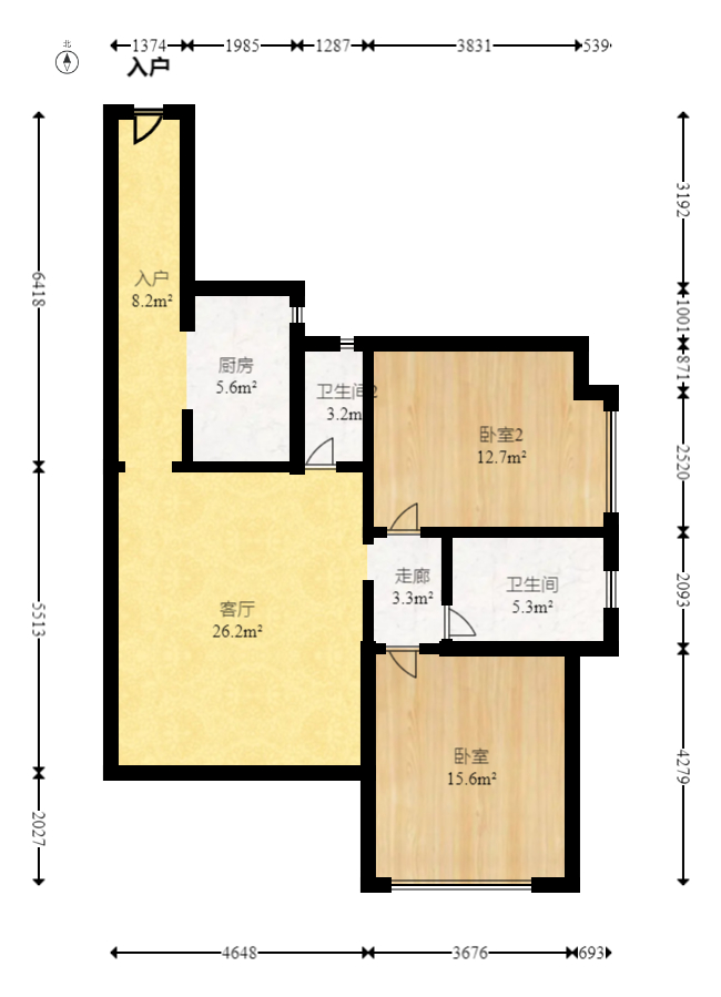 才子佳郡  3室2厅2卫    82.08万室内图1