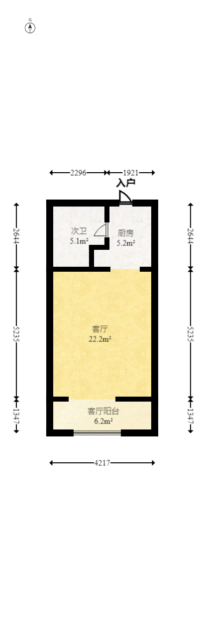 湘腾城市广场  1室1厅1卫   42.00万室内图1