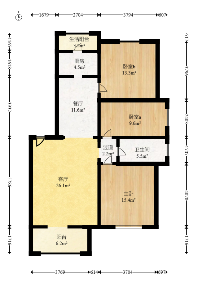 澳海月亮湾  3室2厅1卫   108.00万室内图1