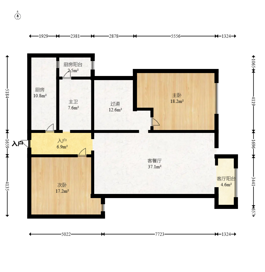 北辰三角洲E4区  3室2厅1卫   159.90万室内图1