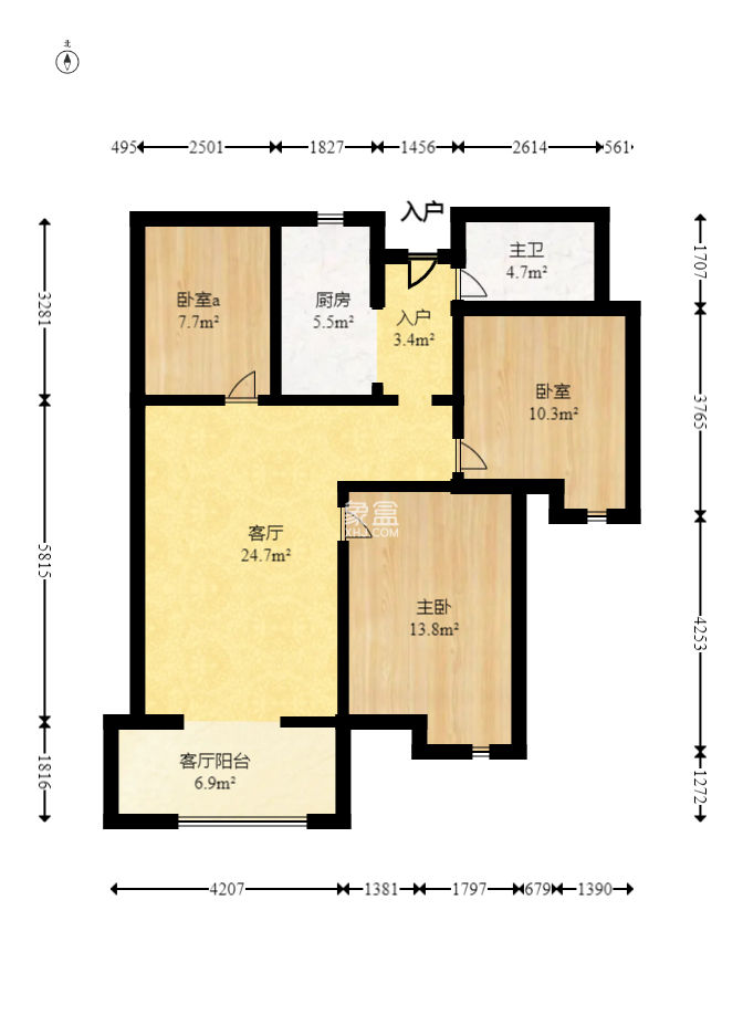 三一街区  2室2厅1卫   68.00万
