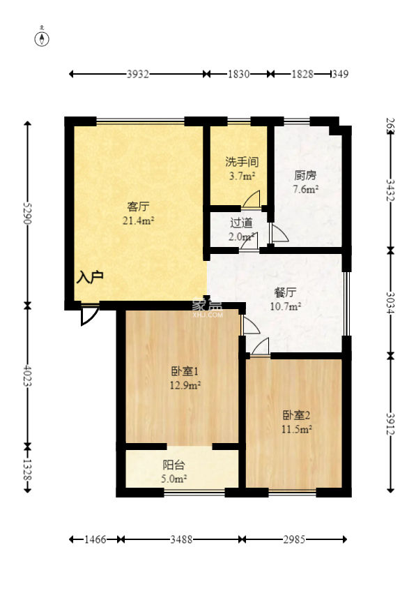 湘樟园小区（湘樟家园）  2室2厅1卫   54.00万