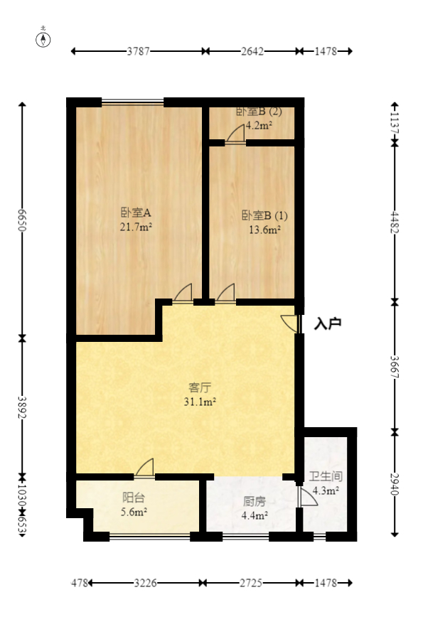 共和世家  2室2厅1卫   119.80万室内图1