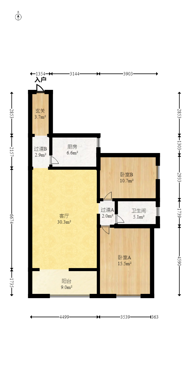 才子佳苑一期/二期  3室2厅1卫   92.00万室内图1