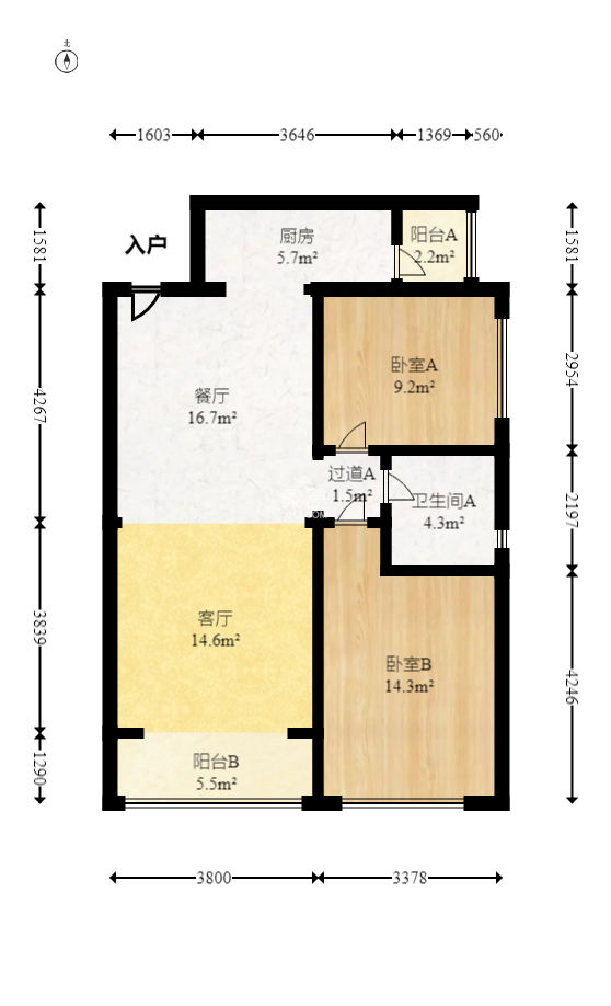 恒大名都  2室2厅1卫   55.00万