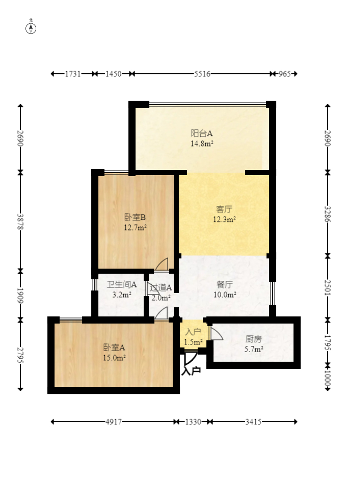 明发国际城 2室1厅1卫 71.6万 明发国际城 2室1厅1卫 71.6万户型图