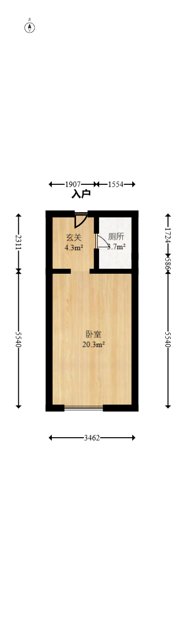中海国际二期  1室1厅1卫   23.00万室内图1