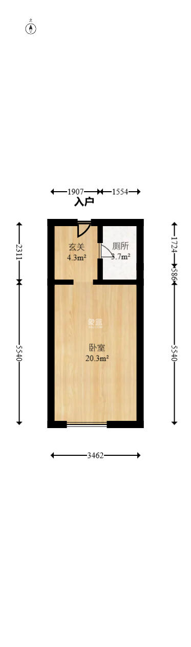 中海国际二期 1室1厅 23.00万室内图1