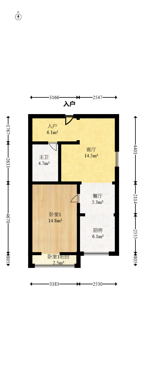 宏景名厦  3室2厅1卫   92.00万室内图1