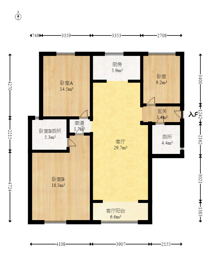江山帝景哈佛  3室2厅2卫    123.0万室内图1