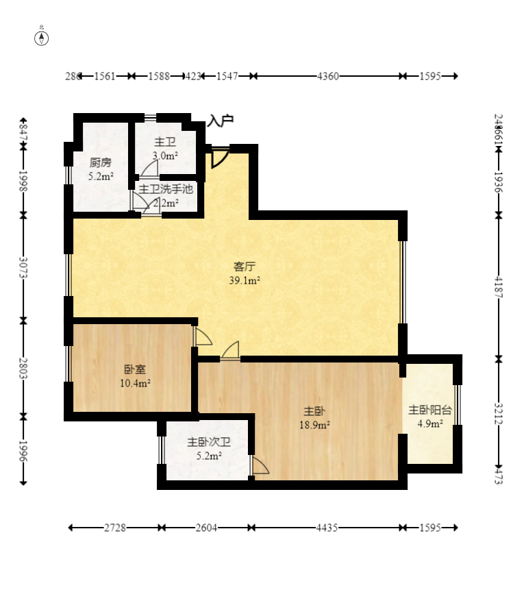 滨湖嘉园（湖滨小区）  2室2厅1卫   109.00万室内图1