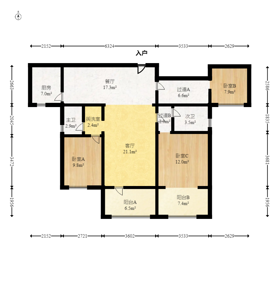 中建嘉和城  3室2厅2卫    120.0万室内图1