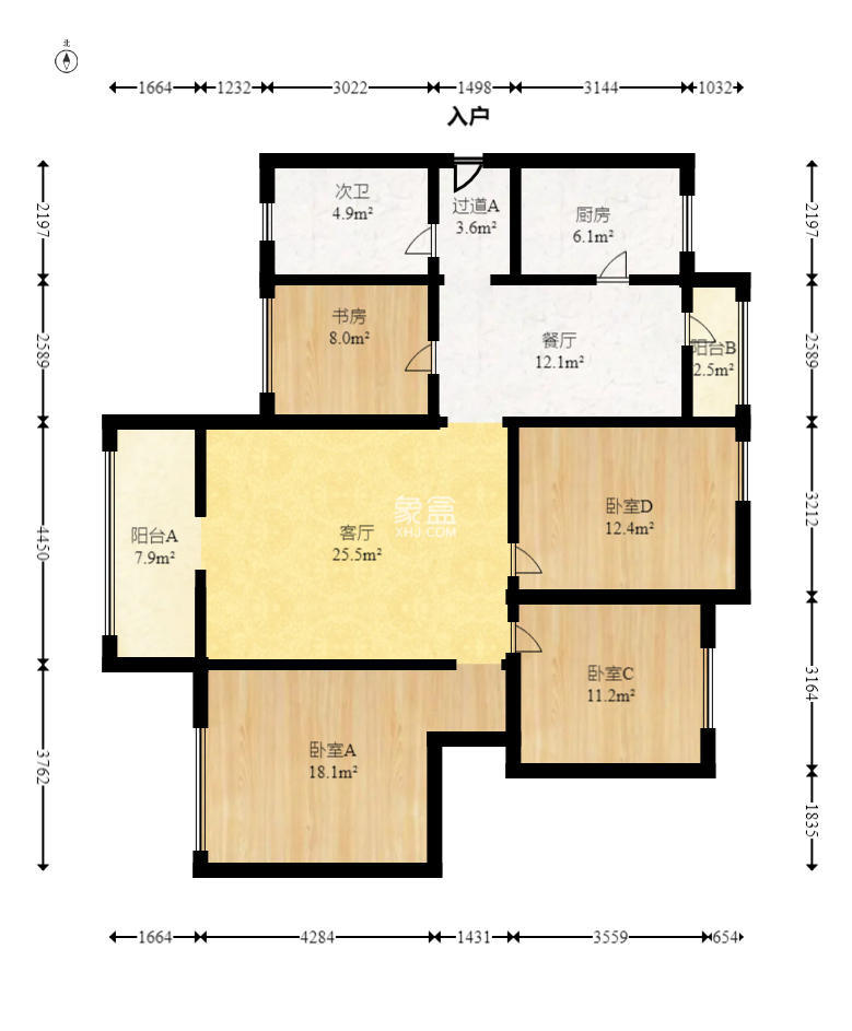 富春山  4室2厅2卫   115.00万室内图1