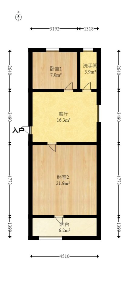 印染厂宿舍  1室1厅1卫   34.80万室内图1