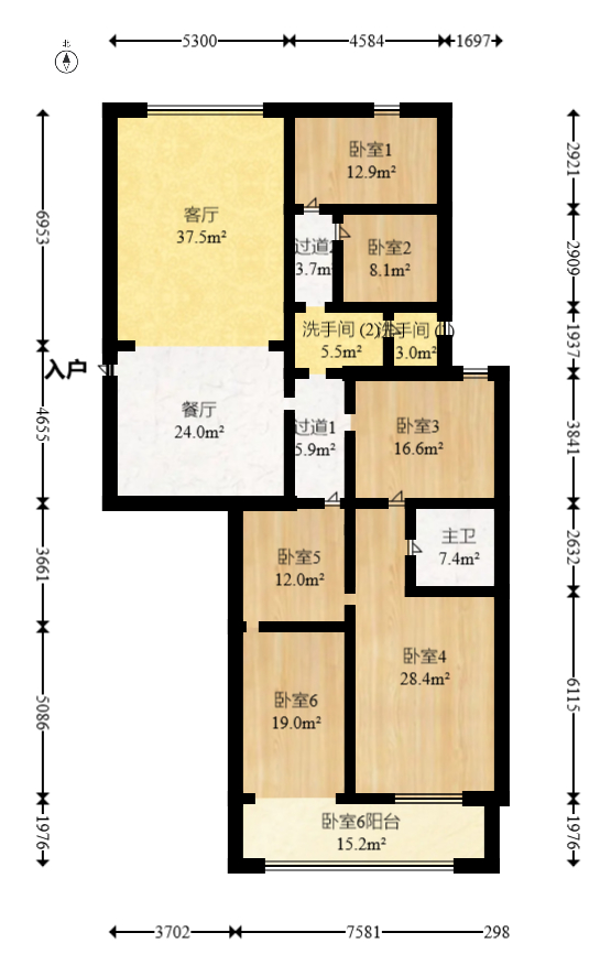 鑫宇翠庭  4室2厅1卫   160.00万室内图1