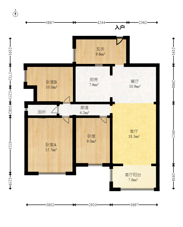 中建麓山和苑  3室2厅1卫   88.00万室内图1
