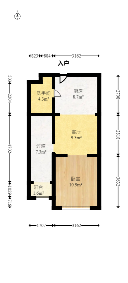 时代公馆  1室1厅1卫   37.00万室内图1