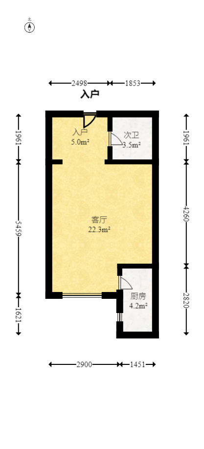 极目楚天  1室1厅1卫   28.80万室内图1