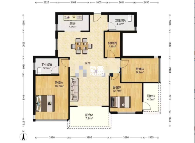 金轮翡翠名园 3室2厅2卫 116.00万 金轮翡翠名园 3室2厅2卫 116.00万室内图